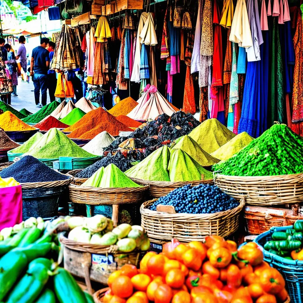 Bustling market scene in Ho Chi Minh City